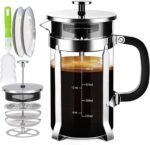 French Press Coffee Maker 304 Stainless Steel Coffee Press,with 4 Filters System, Heat Resistant Thickness Borosilicate French Press Glass, BPA-Free Brewed Tea Pot Coffee Plunger(Copper 12oz) - Image 2