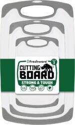 Freshware Cutting Boards for Kitchen, Chopping Board 3-Pack with Different Sizes, Juice Grooves and Non Slip Handles - Reversible, Large Cutting Board Set - Dishwasher Safe - Gray - Image 2