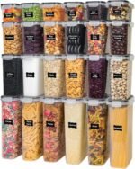 Freshware Kitchen Storage Containers with Lids, 48 PCS Airtight Food Storage Containers, Plastic Kitchen Containers, Pantry Containers for Cereal, Dry Food, Includes Labels, Marker & Measuring Spoons - Image 2