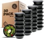 Freshware Meal Prep Bowl Containers [30 Pack] Plastic Bowls with Lids for Soup and Salad, Food Storage Bento Box, BPA Free, Stackable, Lunch Boxes, Microwave/Dishwasher/Freezer Safe (28 oz) - Image 2