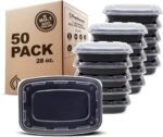 Freshware Meal Prep Containers [50 Pack] 1 Compartment with Lids, Food Storage Containers, Bento Box, BPA Free, Stackable, Microwave/Dishwasher/Freezer Safe (28 oz) - Image 2