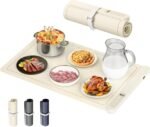 GRAPHENE Food Warming Mat, [122℉ to 212℉ Full Surface Rapid Heating] Electric Warming Tray, 6 Level Temp Setting W/Timer, Portable Silicone Food Warmers for Parties Buffet 23.6" x 14.6", Beige - Image 2