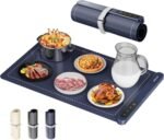 GRAPHENE Food Warming Mat, [122℉ to 212℉ Full Surface Rapid Heating] Electric Warming Tray, 6 Level Temp Setting W/Timer, Portable Silicone Food Warmers for Parties Buffet 23.6" x 14.6", Navy - Image 2