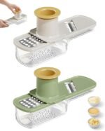 Gaahkai 2PCS Mini Multifunctional Garlic Grinder, Garlic Slicer Super Thin with Container, Ginger Veggie Mandoline Mincer Cutter - Image 2