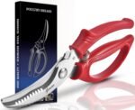 Gerior Heavy Duty Poultry Shears - Kitchen Scissors for Cutting Chicken, Poultry, Game, Meat - Chopping Vegetable - Spring Loaded - Red - Image 2