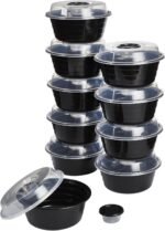 GoodCook 4-Cup Meal Prep Bowls Set with Lids and Dressing Cup, Microwavable Food Storage Containers for Meal Prepping, Set of 10, Black - Image 2