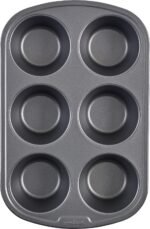 GoodCook Everyday Nonstick Steel Jumbo Texas Muffin Pan, 6-cup, Gray - Image 2