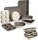 Goodful All-In-One Nonstick Bakeware Set, Stackable and Space Saving Design includes Round and Square Pans, Muffin Pans, Cookie Sheet and Roaster, Dishwasher Safe, 8-Piece, Linen - Image 2