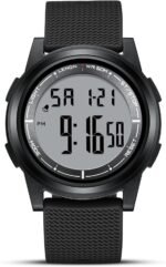 HANPOSH Mens Digital Watch Ultra Thin Minimalist Sports Waterproof Outdoor LED Screen Large Face Wrist Watches for Men with Back Light Alarm Date Stopwatch - Image 2