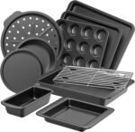 HONGBAKE Bakeware Sets, Baking Pans Set, Nonstick Oven Pan for Kitchen with Wider Grips, 10 Pieces Including Rack, Cookie Sheet, Cake Pans, Loaf Pan, Muffin Pan, Pizza Pan - Grey - Image 2