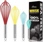 HOTEC 4 Pieces Silicone Whisks Set, Wire Balloon Whisks for cooking Egg Beater, Non-slip Handle Whisk for Non-stick Cookware Perfect for Cooking, Stirring, Beating and Blending (Multicolor) - Image 2