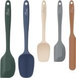 HOTEC Heat Resistant 600℉ BPA-Free Silicone Rubber Spatula Set for Baking, Cooking, and Mixing Non Stick Dishwasher Safe, Neutral Set of 5 - Image 2
