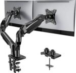 HUANUO Dual Monitor Stand, Fully Adjustable Gaming Monitor Desk Mount for 13–32″ Computer Screens, Full Motion VESA 75x75/100x100 with C-Clamp & Grommet Base, Each Arm Holds 4.4 to 19.8 lbs - Image 2