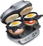 Hamilton Beach Dual Breakfast Sandwich Maker with Timer, Ready in 5 Minutes, Removable Dishwasher Safe PFAS-Free Non-Stick Egg Cooker Ring, Silver (25490MNA) - Image 2
