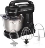 Hamilton Beach Electric Stand Mixer, 4 Quarts, Dough Hook, Flat Beater Attachments, Splash Guard 7 Speeds with Whisk, Easy-Carry Top Handle, Black - Image 2