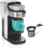 Hamilton Beach The Scoop Single Serve Coffee Maker & Fast Grounds Brewer for 8-14oz. Cups, Brews in Minutes, 40oz. Removable Reservoir, Stainless Steel (49987),Silver - Image 2