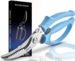 Heavy Duty Poultry Shears - Kitchen Scissors for Cutting Chicken, Poultry, Game, Meat - Chopping Vegetable - Spring Loaded - Blue - Image 2
