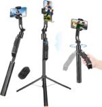 Heliora 72'' Auto Face Tracking Selfie Stick Tripod Stand, Auto-Open 360° Rotatable Travel Four-Legged Stand for iPhone/Android with Remote, Gesture Control, No App for Vlogging, TK - Image 2