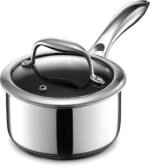 HexClad Hybrid Nonstick 1-Quart Saucepan with Tempered Glass Lid, Stay-Cool Handle, Dishwasher-Friendly, Oven-Safe Up to 900°F, Induction Ready, Compatible with All Cooktops - Image 2
