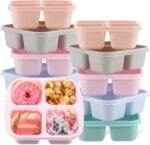 Honeydak 10 Pack Snack Container 4 Compartment Reusable Bento Snack Boxes Divided Lunchable Containers with Lids Meal Prep Lunch Food Storage Boxes for School Work Travel (Macaroon Color) - Image 2