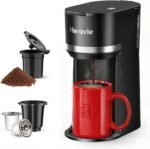 Horavie Mini Single Serve Coffee Maker for K Cup and Ground Coffee, Fast Brew One Cup Coffee Machine with Descaling Reminder and Water Window, 6 to 12 oz. Brew Sizes, Black - Image 2