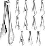 Hpmjz 12 Pack Stainless Steel Silver Buffet Utensils Buffet Serving Tongs 9 Inch Mini Kitchen Tongs for Tea Coffee Bar Appetizers Salad Wedding Party Banquet Gathering - Image 2