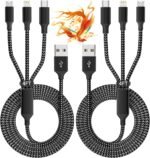 IDISON Multi Charging Cable(2Pack 4FT), 3 in 1 USB Charging Cable for Multiple Devices, Braided Universal Phone Charger Cord with Type-C, Micro USB, IP Port for iPhone17/16/14/Android Phones and More - Image 2