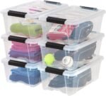 IRIS USA 13 QT Plastic Storage Box with Lid and Latches - 6 Pack - BPA-Free, See-Through Organizing Solution, Durable Nestable Stackable Containers, Secure Pull Handle - Clear - Image 2