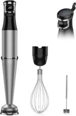 Immersion Blender Handheld 1100W 3 in 1 Corded Stick Hand Blenders for Kitchen with Trigger Speed Control, with Whisk, Milk Frother Attachemnts, Perfect Emulsifier for Soup, Smoothie, Puree - Image 2