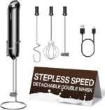 InstaWhisk Milk Frother with Variable Speed, Rechargeable Coffee Frother Wand with Detachable Double Whisk, Drink Mixer Handheld Electric Stirrer for Latte, Cappuccino, Matcha, Almond Milk, Protein - Image 2