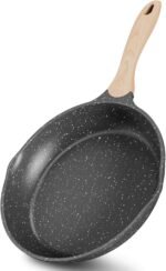 JEETEE 8 Inch Nonstick Frying Pan, Stone Coating Cookware, Nonstick Omelette Pan with Heat-Resistant Handle, Compatible with All Stoves (Grey) - Image 2