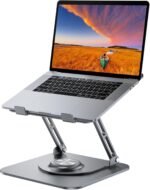 JOYEKY Laptop Stand for Desk, Adjustable Computer Stand with 360° Rotating Base, Ergonomic Laptop Riser for Collaborative Work, Foldable & Portable Laptop Stand, fits for All 10-16" Laptops - Image 2