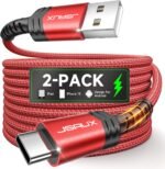 JSAUX USB C Cable [2-Pack 6.6ft], USB A to USB Cord Fast Charging for iPhone 17, iPhone Air, iPhone 17 Pro, iPhone 17 Pro Max, iPhone 16/iPhone 15 Series, Samsung S20 S10, Note 20 10, Car Play - Red - Image 2