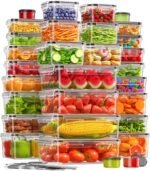 KEMETHY 60 PCS Food Storage Containers with Lids, BPA-Free Plastic Food Containers for Kitchen Storage, Leak Proof, Reusable Meal Prep Containers with Labels & Pen - Image 2
