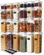 KICHLY Airtight Food Storage Containers Set with Lids – 24 Pack BPA-Free Plastic Pantry Organizers for Cereal, Flour, Sugar & Dry Food (Clear) - Image 2