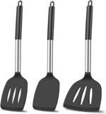 KLAQQED 3Pcs Silicone Spatula Set Heat Resistant Spatulas for Nonstick Cookware Fish Turner Plastic Spatulas Rubber Wok Spatula, Long Large Spatula Silicone Cooking Use Kitchen Utensils Set - Image 2