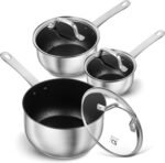KOCH SYSTEME CS Stainless Steel Saucepan Set, 1QT & 2QT & 3QT Stainless Steel Sauce Pan with Nonstick Coating, Induticon Sauce Pan Sets with Lids, Easy to Clean, Oven Safe - Image 2