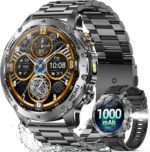 Karchilor Military Smart Watches for Men, 1.7″ Smartwatch with 1000 mAh Battery/Led Flashlight/Heart Rate/Sleep Monitor 100+ Sport Modes, Answer/Make Calls Fitness Watch for Android/iPhone, 2 Bands - Image 2
