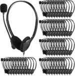 Kathfly Headset with Microphone Black Stereo Headphones Adjustable Office Conference Headphones with 3.5mm Plug for Adult Mobile Phone Tablet Business Call Center(20 Pcs) - Image 2