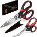 Kitchen Shears Set of 2, Heavy Duty Kitchen Scissors Seafood Scissors, Stainless Steel Sharp Food Cooking Scissors for Meat, Bones, Fish, Poultry, Vegetables, Chicken, Dishwasher Safe - Image 2