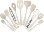 Kitchen Utensil Set - 11 Cooking Utensils - Colorful Silicone Kitchen Utensils - Nonstick Cookware with Spatula Set - Colored Best Kitchen Tools Kitchen Gadgets (Khaki) - Image 2