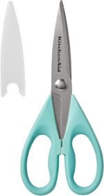 KitchenAid All Purpose Kitchen Shears with Protective Sheath Durable Stainless Steel Scissors, Dishwasher Safe, Soft Grip Comfort Handle, 8.72 Inch, Aqua Sky - Image 2