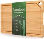 Kitsure Bamboo Cutting Board - Multi-Sizes Wooden Cutting Boards for Kitchen, Convenient Kitchen Essentials with Deep Juice Grooves， Cutting Board for Chopping & Serving, Large, Natural - Image 2