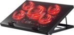 Kootek Laptop Cooling Pad, Laptop Cooler with 5 Quiet Fans for 12"-17" Computer PC Notebook Gaming Laptop Fan, Height Adjustable Laptop Cooling Stand Laptop Accessories, Red - Image 2