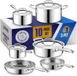 LEGEND COOKWARE 3 Ply Stainless Steel Pots and Pans Set | 10-Piece, Induction, Non-Toxic, Oven Safe | Best 18/8 Full Clad | Premium Kitchen Cooking, Professional Chef Quality | PFOA, PTFE & PFOS Free - Image 2