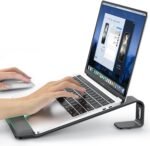 Laptop Stand for Desk, Metal Laptop Stand with Wrist Support, Ergonomic Detachable Laptop Riser, Aluminum Lectern, Computer Stand for MacBook Air Pro, HP, Dell, XPS, HP (10-17") Laptops - Black - Image 2