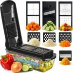 Le'raze 13-in-1 Vegetable Chopper Pro with Glass Container, Stainless Steel Blades, BPA-Free, Mandoline Slicer, Manual - Image 2