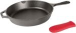 Lodge 12 Inch Cast Iron Skillet with Red Silicone Hot Handle Holder – Pre-Seasoned Frying Pan for Stove, Oven, Grill & Campfire – Made in the USA – Durable, Nonstick Cast Iron Cookware – Black - Image 2