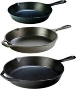 Lodge Seasoned Cast Iron 3 Skillet Bundle. 12 Inches and 10.25 Inches with 8 Inch Set of 3 Cast Iron Frying Pans - Image 2