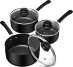 MICHELANGELO Nonstick Saucepan with Lid, Ceramic Sauce Pan Sets, Easy to Clean Sauce Pans, Multi-Purpose Cooking Pots, 1QT & 2QT & 3QT, Black - Image 2
